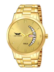 LOIS CARON Men Gold-Toned Dial & Bracelet Style Straps Analogue Watch MLC-8483