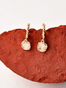 Accessorize London Pink & Gold-Toned Circular Drop Earrings