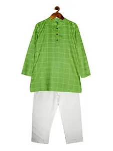 KiddoPanti Boys Green Regular Kurta with Pyjamas