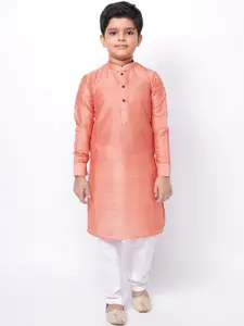 NAMASKAR Boys Silk Blend Solid Kurta