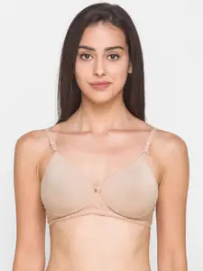 Candyskin Beige Solid Everyday Bra - Non-Wired Lightly Padded