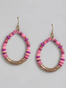 RICHEERA Rose Gold-Plated & Pink Oval Drop Earrings