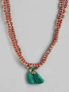 RICHEERA Red & Gold-Plated Necklace