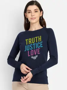 Free Authority Women Navy Blue Wonder Woman Printed Sweatshirt