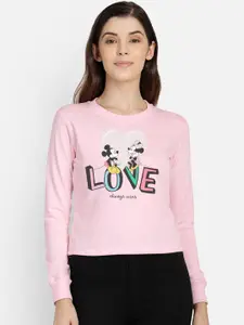 Free Authority Mickey & Friends Women Pink Printed Sweatshirt