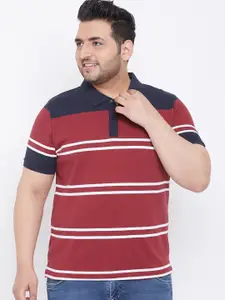 AUSTIVO Men Multicoloured Striped Polo Collar Pockets T-shirt