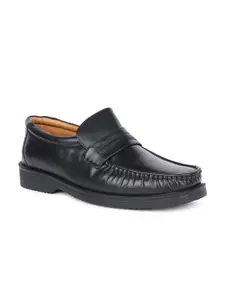 Bata Men Black Solid Leather Formal Slip-On Shoes