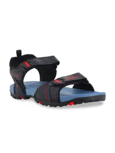 Sparx Men Black & Blue Solid Sports Sandals