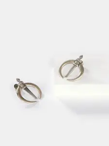 SHAYA Silver-Toned Contemporary Hoop Earrings