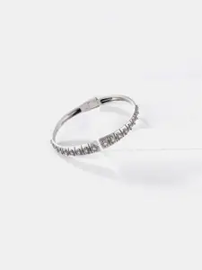 SHAYA Women Silver-Toned Oxidized Cuff Bracelet