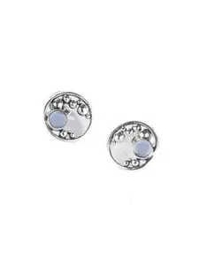 SHAYA Silver-Toned Contemporary Studs Earrings