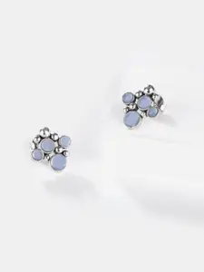 SHAYA Silver-Plated Silver-Toned Contemporary Studs Earrings