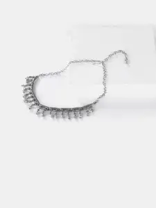 SHAYA Women Silver-Toned Antique Oxidized Tribal Choker Necklace