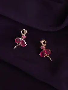 ZINU Rose Gold & Pink Contemporary Drop Earrings