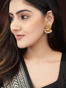Rubans Gold-Toned Classic Divine Lakshmi Studs Earrings