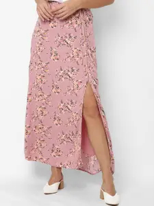 AMERICAN EAGLE OUTFITTERS Women Pink & Orange Floral Printed A-Line Maxi Skirt