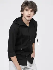 HIGHLANDER Men Black Slim Fit Opaque Casual Shirt