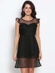 MARC LOUIS Women Black Net Dress