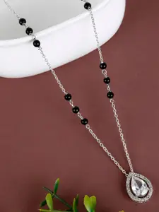 GIVA 925 Sterling Silver Rhodium Plated Tear Drop Mangalsutra Necklace