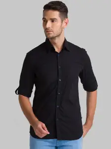 Parx Men Black Slim Fit Cotton Casual Shirt