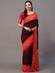 Mitera Black & Red Bandhani Saree