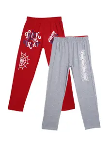 SWEET ANGEL Boys Pack Of 2 Pure Cotton Straight-Fit Track Pants