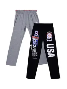 SWEET ANGEL Boys Pack of 2 Printed Straight-Fit Pure Cotton Track Pants