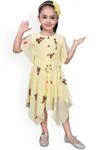 SKY HEIGHTS Yellow & Red Floral Georgette Dress