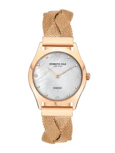 Kenneth Cole Women White Embellished Dial Braided Straps Analogue Watch - KCWLG2105702LD