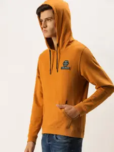Flying Machine Men Mustard Solid Hooded Sweatshirt