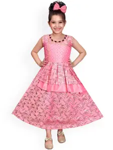 SKY HEIGHTS Pink & Black Floral Satin Maxi Dress