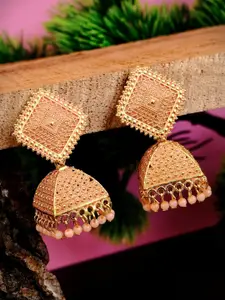 Crunchy Fashion Gold-Plated Classic Jhumkas Earrings
