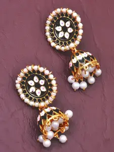 Crunchy Fashion Black Contemporary Jhumkas Earrings