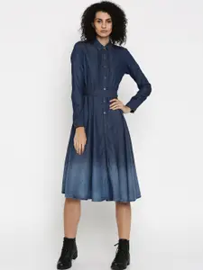 Tokyo Talkies Women Navy Blue Fit and Flare Dress