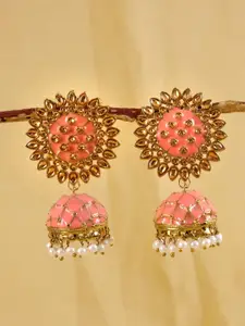 Crunchy Fashion Pink Contemporary Jhumka Earrings