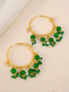 Crunchy Fashion Green Contemporary Hoop Earrings