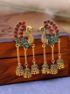 Crunchy Fashion Red Contemporary Jhumkas Earrings