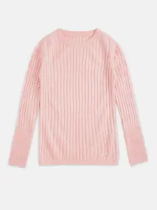 Pantaloons Junior Girls Pink Knitted Pullover