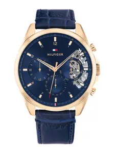 Tommy Hilfiger Men Blue Dial & Leather Straps Analogue Watch NCTH1710451W