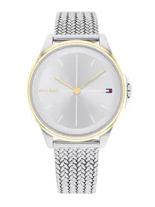 Tommy Hilfiger Women Silver-Toned Dial & Stainless Steel Bracelet Style Straps Watch