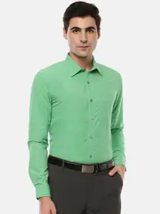 Jansons Men Green Solid Formal Shirt