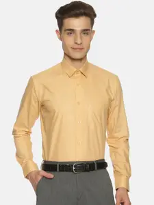 Jansons Men Beige Solid Regular Fit Formal Shirt