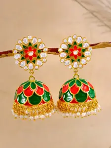 Crunchy Fashion Woman Multicoloured Meenakari Work Jhumkas Earrings