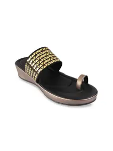 Catwalk Women Gold-Toned Embellished Platform Sandals