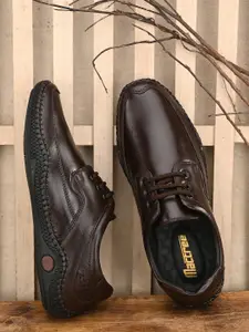 Mactree Men Brown Solid Leather Formal Derbys