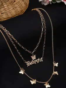 Celena Cole Gold-Toned & Red Gold-Plated Layered Necklace