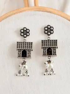 Infuzze Silver-Toned Contemporary Studs Earrings