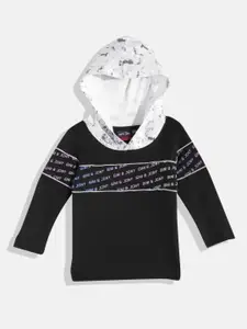 Gini and Jony Boys Brand Logo Printed Hooded Pure Cotton T-shirt