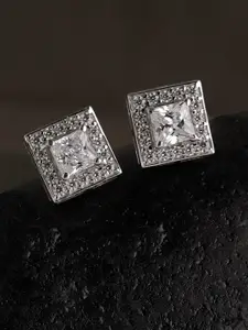 Clara Silver-Toned Geometric Studs Earrings