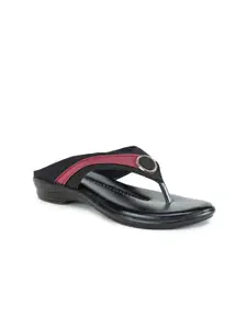 Walkfree Black & Red Colourblocked Comfort Sandals